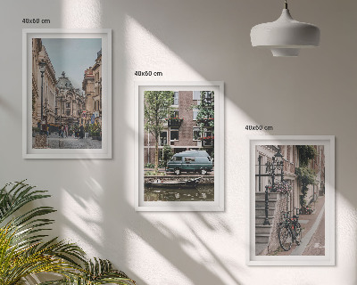 Bilder-3er-set mit rahmen Stadtansichten von Gebäuden
