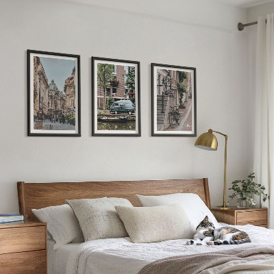 Bilder-3er-set mit rahmen Stadtansichten von Gebäuden