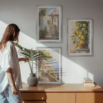Gerahmtes Bilderset mit Meerblick Motiv Lemon Streets