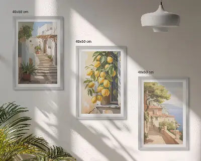 Gerahmtes Bilderset mit Meerblick Motiv Lemon Streets