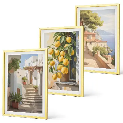 Gerahmtes Bilderset mit Meerblick Motiv Lemon Streets