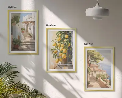 Gerahmtes Bilderset mit Meerblick Motiv Lemon Streets