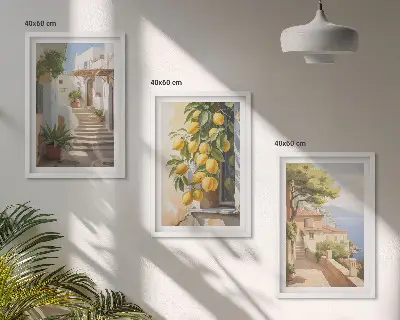 Gerahmtes Bilderset mit Meerblick Motiv Lemon Streets