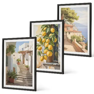 Gerahmtes Bilderset mit Meerblick Motiv Lemon Streets
