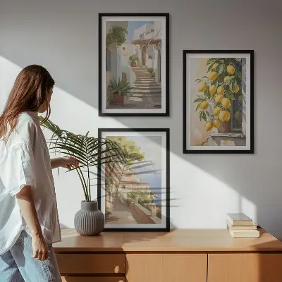 Gerahmtes Bilderset mit Meerblick Motiv Lemon Streets