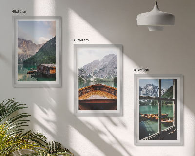 Bilder-3er-set mit rahmen Hütten am Bergsee Łódź