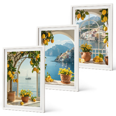 Bilder-3er-set mit rahmen Zitronenblumen aus der Küstenstadt