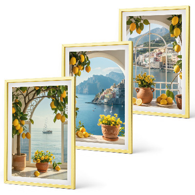 Bilder-3er-set mit rahmen Zitronenblumen aus der Küstenstadt