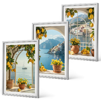 Bilder-3er-set mit rahmen Zitronenblumen aus der Küstenstadt