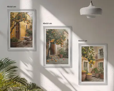Garten-Zitrus-Sonne 3er-Set Bilder mit Rahmen