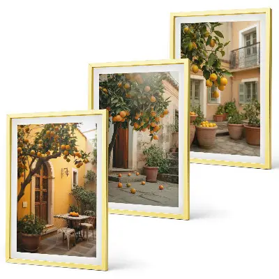 Garten-Zitrus-Sonne 3er-Set Bilder mit Rahmen