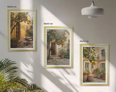 Garten-Zitrus-Sonne 3er-Set Bilder mit Rahmen