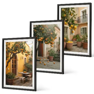 Garten-Zitrus-Sonne 3er-Set Bilder mit Rahmen