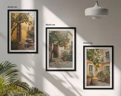 Garten-Zitrus-Sonne 3er-Set Bilder mit Rahmen