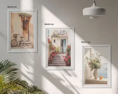 Charmante Küstenstraßen Bilder-3er-Set mit Rahmen
