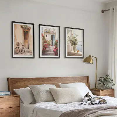 Charmante Küstenstraßen Bilder-3er-Set mit Rahmen