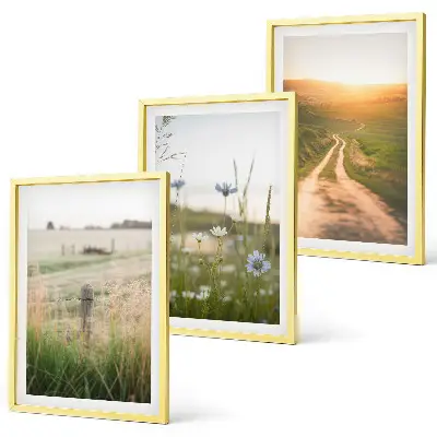 3er-Set Bilder mit Rahmen Landschaften mit Naturmotiven von Feldern und Wegen