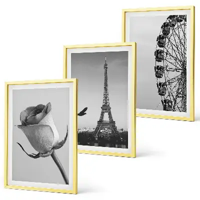 Gerahmtes Bilderset mit Rosen, Eiffelturm und Riesenrad