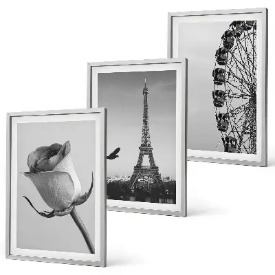 Gerahmtes Bilderset mit Rosen, Eiffelturm und Riesenrad