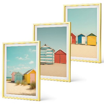 Gerahmtes bilderset Bunte Häuser, Strand, Sonne