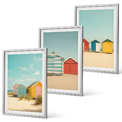 Gerahmtes bilderset Bunte Häuser, Strand, Sonne
