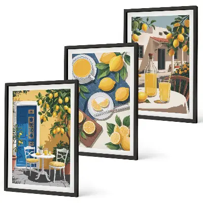 Patio Sun Limonade 3er-Set Bilder mit Rahmen