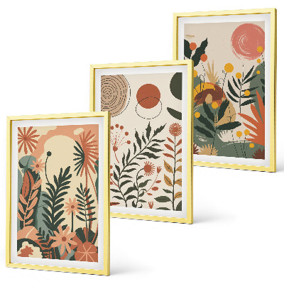 Gerahmtes bilderset Vintage-Pflanzenmuster in Pastellfarben