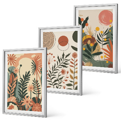 Gerahmtes bilderset Vintage-Pflanzenmuster in Pastellfarben