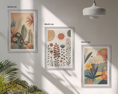 Bilder-3er-set mit rahmen Boho-Pflanzenmuster Natur