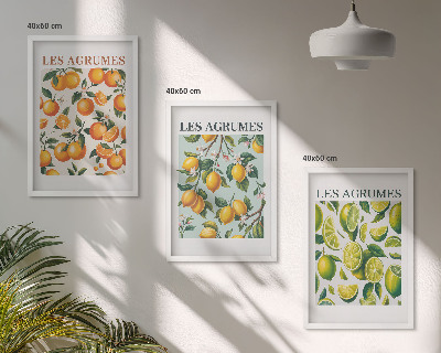 Bilder-3er-set mit rahmen Fruchtige Zitrus-Pastellmuster