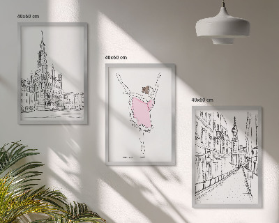 Gerahmtes bilderset Stilvolle Ballerinen und Architektur