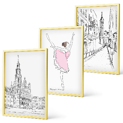 Gerahmtes bilderset Stilvolle Ballerinen und Architektur