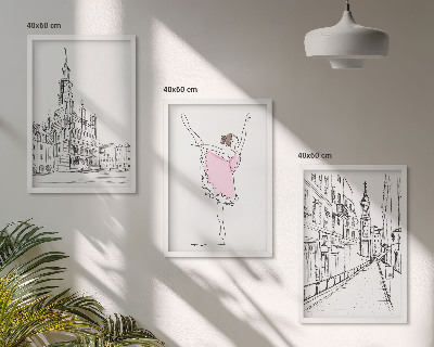 Gerahmtes bilderset Stilvolle Ballerinen und Architektur