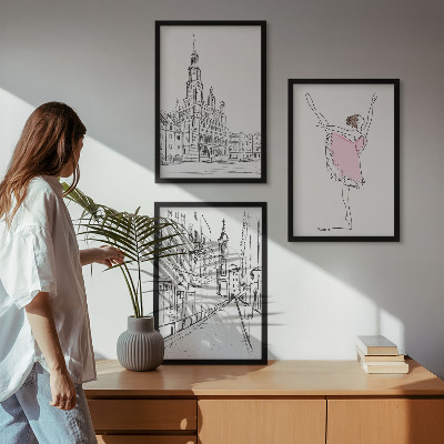 Gerahmtes bilderset Stilvolle Ballerinen und Architektur