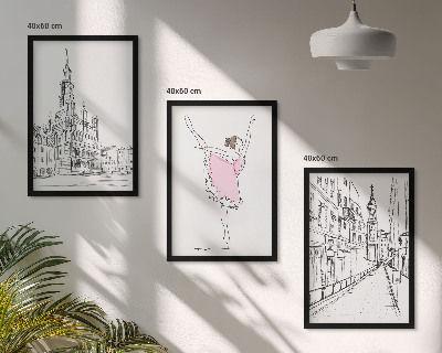 Gerahmtes bilderset Stilvolle Ballerinen und Architektur