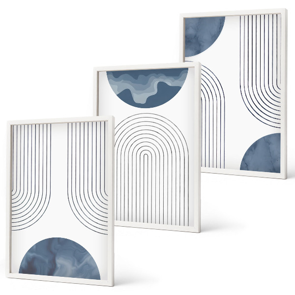 Gerahmtes bilderset Abstrakte blaue Muster