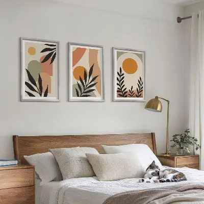 Abstrakte Pflanzenformen 3er-Set Bilder mit Rahmen
