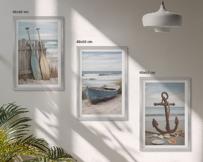 Gerahmtes bilderset Strandbootanker Sand