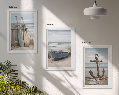 Gerahmtes bilderset Strandbootanker Sand