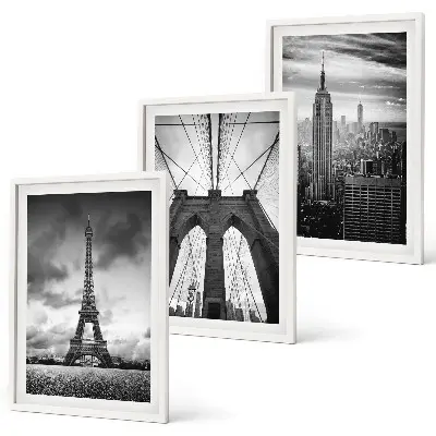 Monochromatische Brückentürme 3er-Set Bilder mit Rahmen