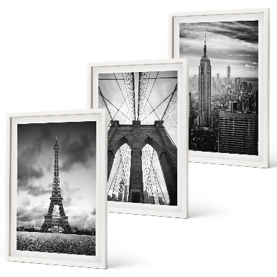 Bilder-3er-set mit rahmen Monochromatische Brückentürme