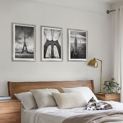 Bilder-3er-set mit rahmen Monochromatische Brückentürme