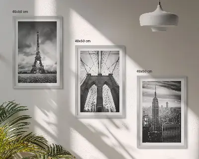 Monochromatische Brückentürme 3er-Set Bilder mit Rahmen