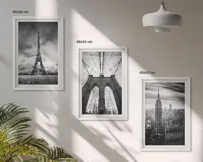 Monochromatische Brückentürme 3er-Set Bilder mit Rahmen