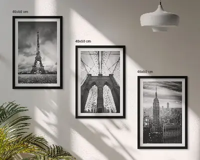 Monochromatische Brückentürme 3er-Set Bilder mit Rahmen