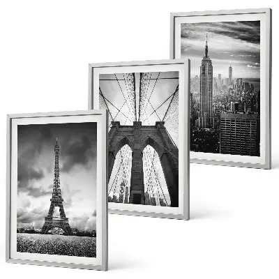Monochromatische Brückentürme 3er-Set Bilder mit Rahmen