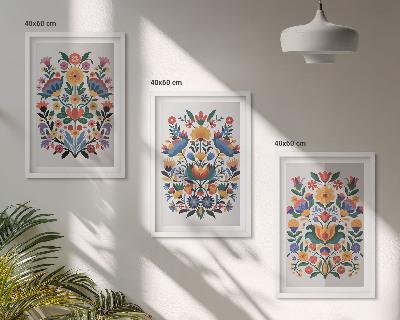 Gerahmtes bilderset Blumenmuster in intensiven Farben