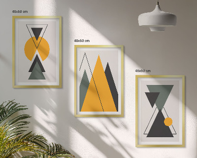 Bilder-3er-set mit rahmen Abstrakte geometrische Formen