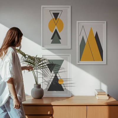 Bilder-3er-set mit rahmen Abstrakte geometrische Formen