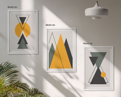 Bilder-3er-set mit rahmen Abstrakte geometrische Formen